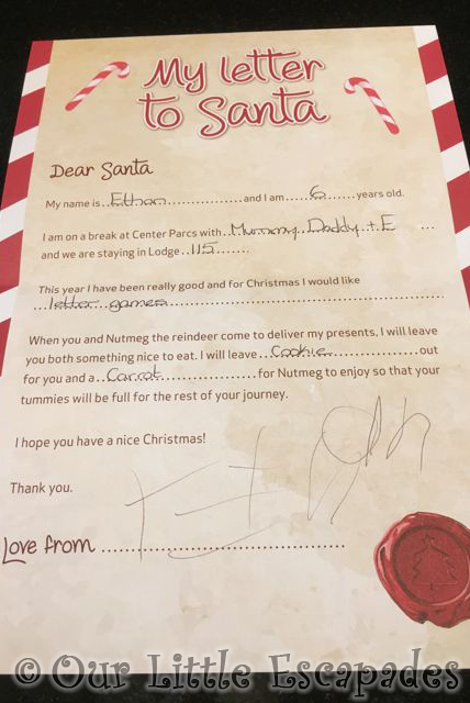 ethans letter to santa center parcs