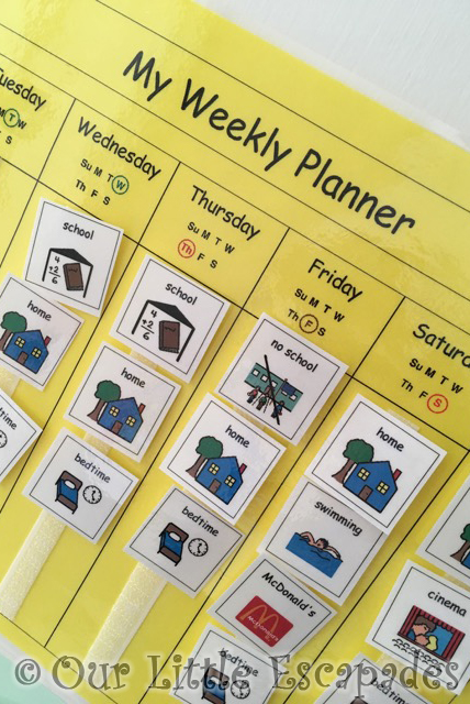 autism visual weekly planner