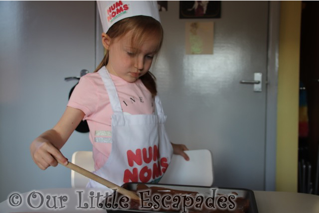 making easter bark spread out melted chocolate