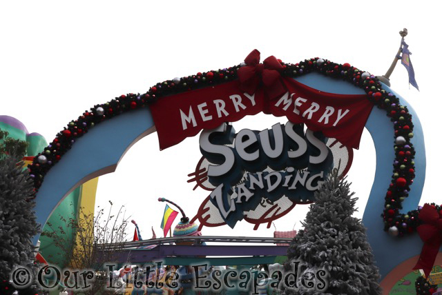 seuss landing sign christmas universal orlando resort