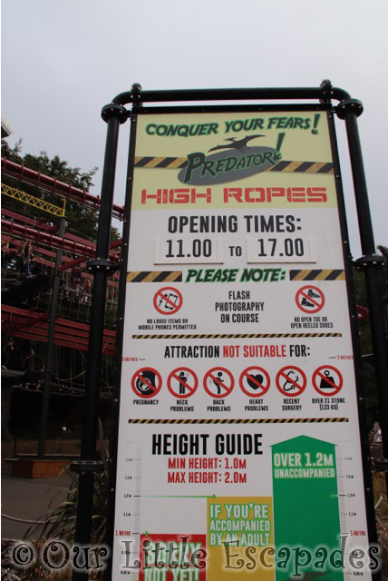 predator high ropes safty notice sign