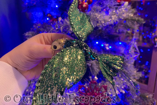 glitter green hummingbird christmas ornament