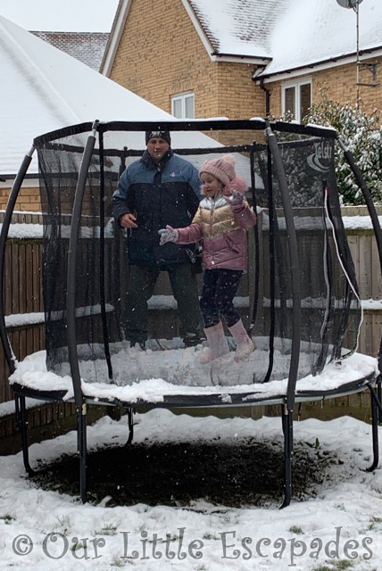 darren little e jumping snowy trampoline