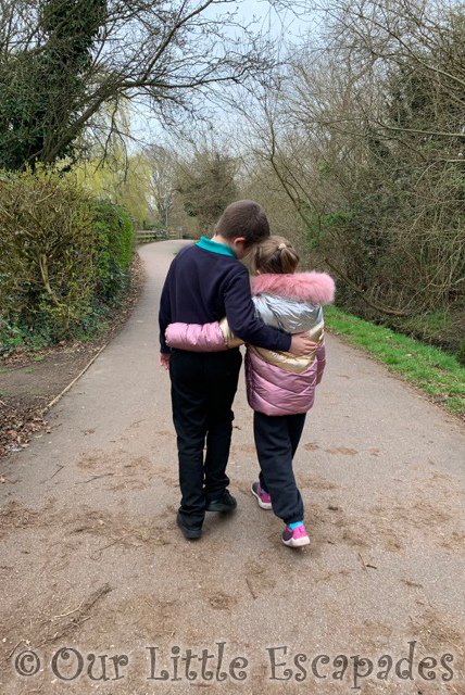 ethan little e cuddling walk school run 2021 Week 12