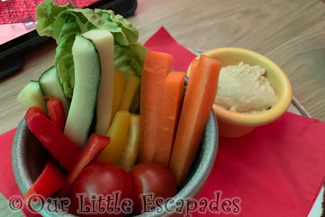 crudités hummus bricks family restaurant legoland windsor hotel